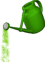 neon water flowing from a watering can